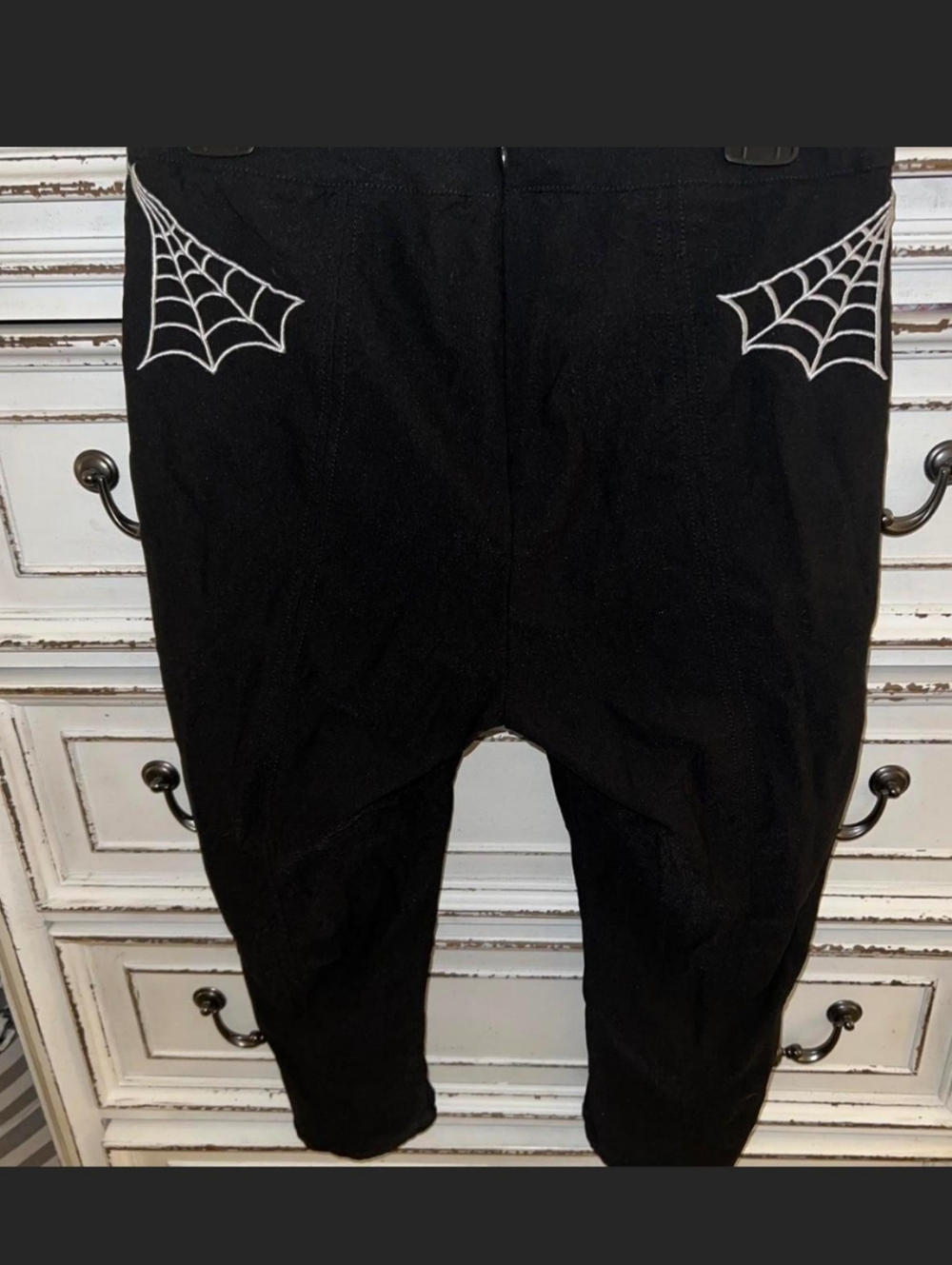 Sourpuss Black Capris with Spider Webs in size Large